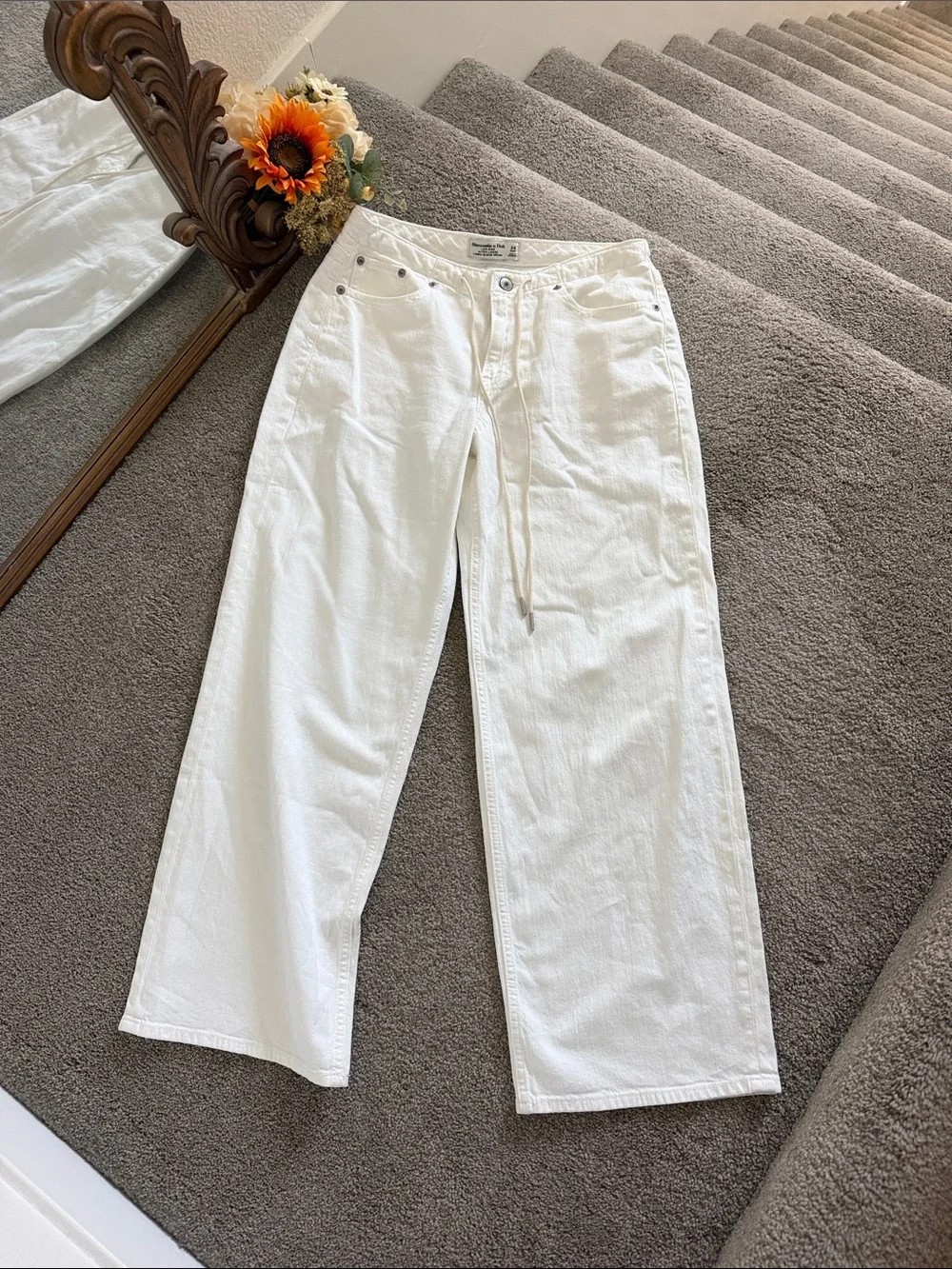 Abercrombie Linen-Blend Low Rise Ultra Loose Drawstring Jean